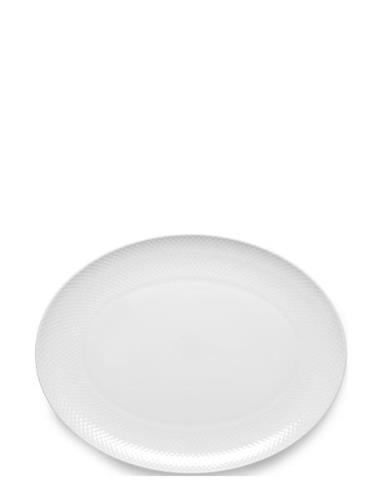 Rhombe Oval Serving Dish 42X32 White Home Tableware Plates Dinner Plat...