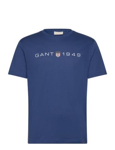 Printed Graphic Ss T-Shirt Tops T-shirts Short-sleeved Blue GANT