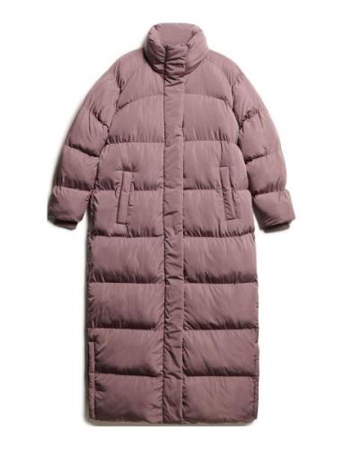 Maxi Longline Puffer Jacket Topattu Pitkä Takki Purple Superdry