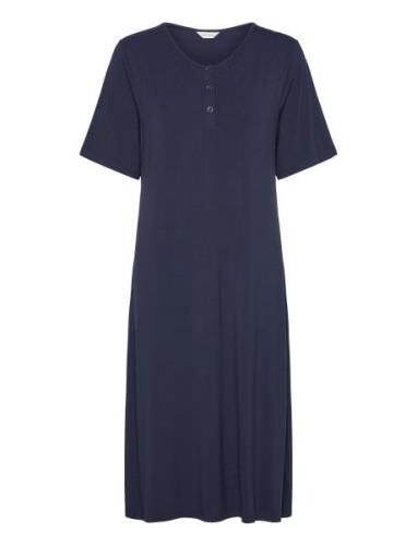 Bamboo Long Nightdress, Short Sleev Yöpaita Navy Lady Avenue