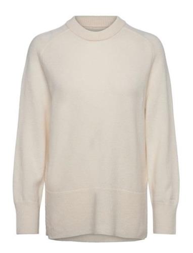 Herringb Detail C-Neck Tops Knitwear Jumpers Cream GANT