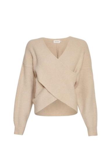 Mschzinelle Hope Wrap Pullover Tops Knitwear Jumpers Beige MSCH Copenh...