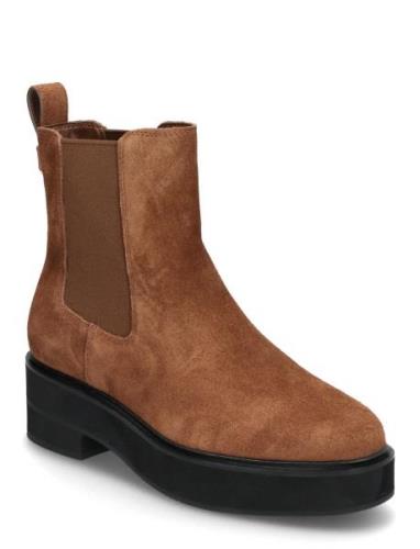 Adrianna Suede Bootie Shoes Chelsea Boots Brown Lauren Ralph Lauren