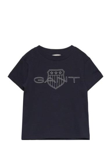 Relaxed Contrast Shield T-Shirt Tops T-shirts Short-sleeved Navy GANT