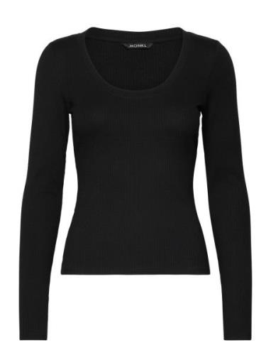 Long Sleeve Round Neck Top Tops T-shirts & Tops Long-sleeved Black Mon...