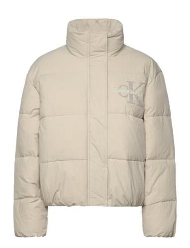 Chenille Monologo Puffer Vuorillinen Takki Topattu Takki Cream Calvin ...