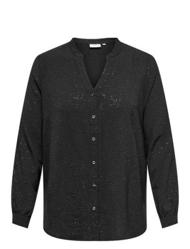 Carjosee Metta Life L/S V-Neck Shirt Wvn Tops Shirts Long-sleeved Blac...