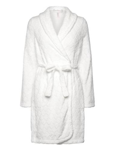 Robe Short Fleece Embossed Aamutakki White Hunkemöller