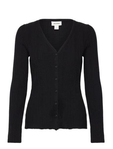 Long Rib Knit Cardigan Tops Knitwear Cardigans Black Monki