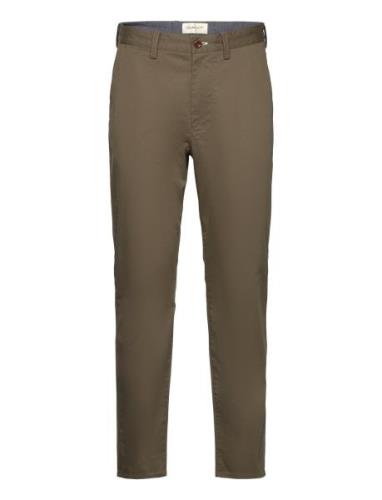 Tapered Twill Chinos Bottoms Trousers Chinos Khaki Green GANT