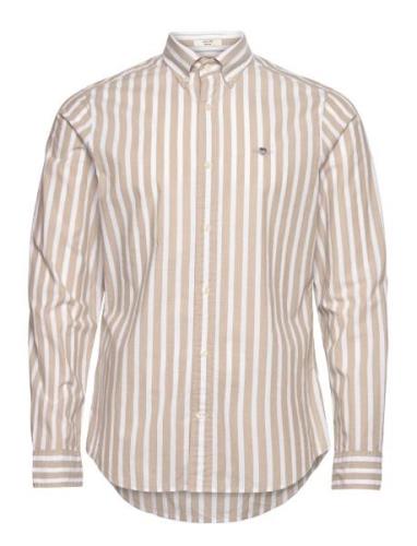 Slim Wide Poplin Stripe Shirt Tops Shirts Casual Beige GANT