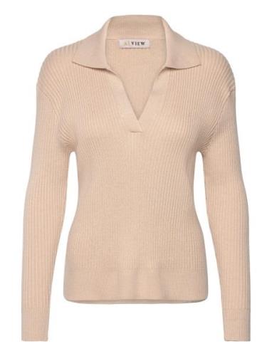 Freja Knit Blouse Tops Blouses Long-sleeved Beige A-View