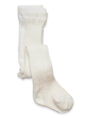 Cable Knitted Stockings Offwhite Sukkahousut White Geggamoja