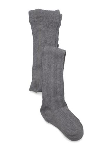 Cable Knitted Stockings Grey Melange Sukkahousut Grey Geggamoja