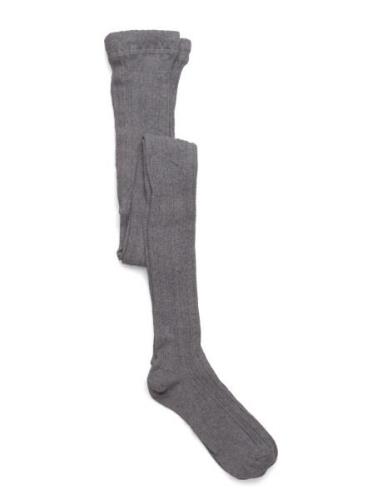 Cable Knitted Stockings Grey Melange Sukkahousut Grey Geggamoja