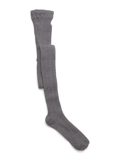 Cable Knitted Stockings Grey Melange Sukkahousut Grey Geggamoja