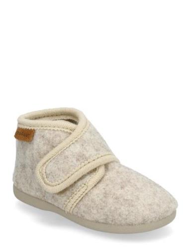 Slippers Wool Velcro Aamutossut Sisäkengät Beige En Fant