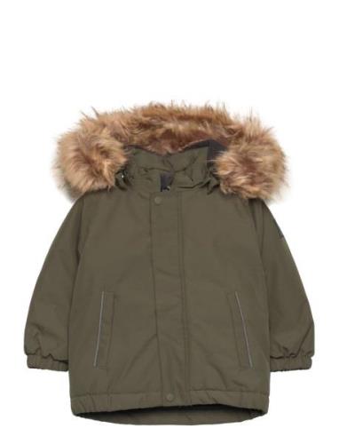 Parka W. Fake Fur Parka Takki Green Color Kids