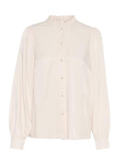 Cubelva Olly Shirt Tops Blouses Long-sleeved Cream Culture