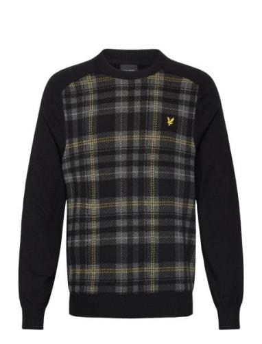 Lyle And Scott Tartan Jumper Tops Knitwear Round Necks Black Lyle & Sc...