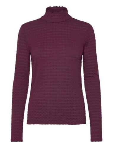 Zane Structured Layering Top Tops Shirts Long-sleeved Burgundy Dante6