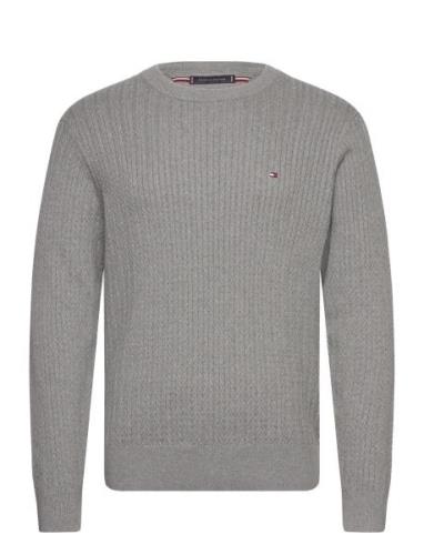 Herringb Structure C Nk Tops Knitwear Round Necks Grey Tommy Hilfiger