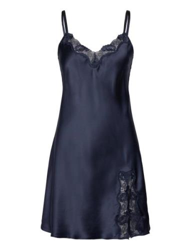 Pure Silk - Slip W.lace Yöpaita Navy Lady Avenue