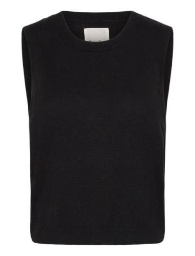 Keyjapw Pu Vests Knitted Vests Black Part Two