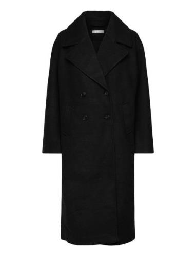 Double Breasted Coat Villakangastakki Pitkä Takki Black Gina Tricot