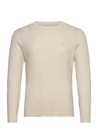 Anf Mens Sweaters Tops Knitwear Round Necks Beige Abercrombie & Fitch