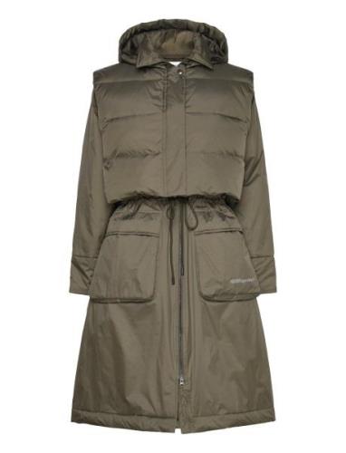 Warm Rain Jacket Topattu Pitkä Takki Khaki Green H2O Fagerholt