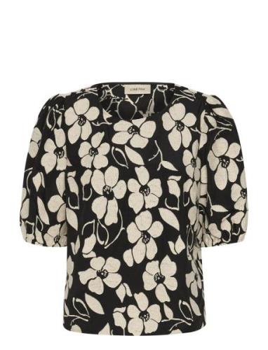 Cryule Blouse Tops Blouses Short-sleeved Black Cream