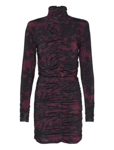 Redeinagz P Rollneck Dress Lyhyt Mekko Burgundy Gestuz