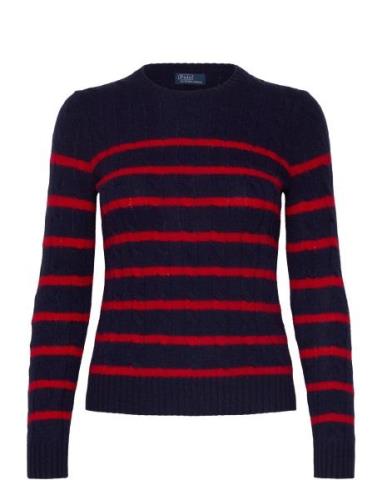 Striped Cable Wool-Cashmere Sweater Tops Knitwear Jumpers Navy Polo Ra...