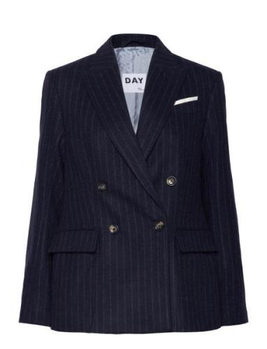 Preston - Woolen Pinstripe Blazers Double Breasted Blazers Navy Day Bi...