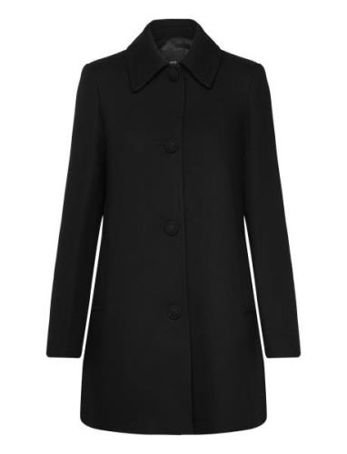 Straight-Fit Coat With Buttons Villakangastakki Pitkä Takki Black Mang...