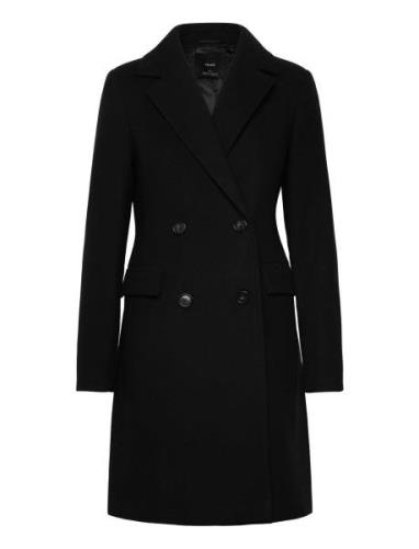 Double-Breasted Wool Coat Villakangastakki Pitkä Takki Black Mango