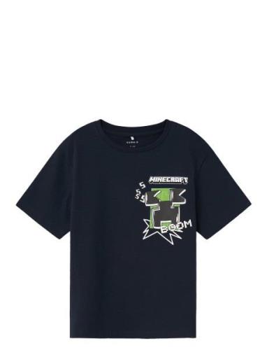 Nkmodet Minecraft Ss Nreg Top Box Bfu Tops T-shirts Short-sleeved Navy...