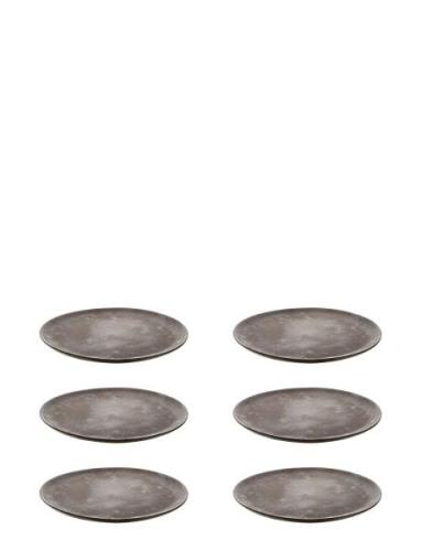 Raw Nordic Brown - Dess. Plate Brown Spotted 6 Pcs 20 Cm. Home Tablewa...