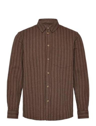 Sdnalle Tops Shirts Casual Brown Solid