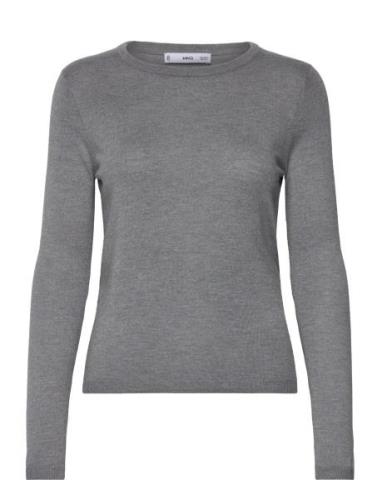 Fine-Knit Crew-Neck Sweater Tops Knitwear Jumpers Grey Mango