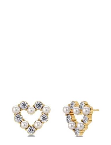 Affinity Pearl Heart Studs Accessories Jewellery Earrings Studs Gold E...