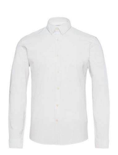 Yarn Dyed Oxford Superflex Shirt L/ Tops Shirts Casual White Lindbergh