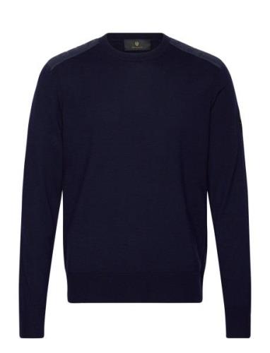 Kerrigan Crewneck Jumper Black Tops Knitwear Round Necks Navy Belstaff