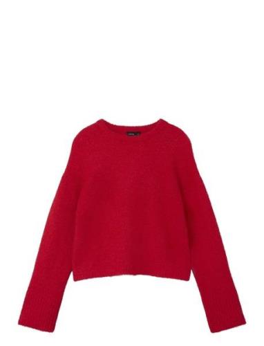 Nlfride Ls Short Rib Knit Tops Knitwear Pullovers Red LMTD