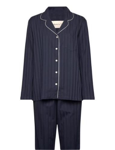 Satin Stripe Pajama Set Gb Pyjama Navy GANT