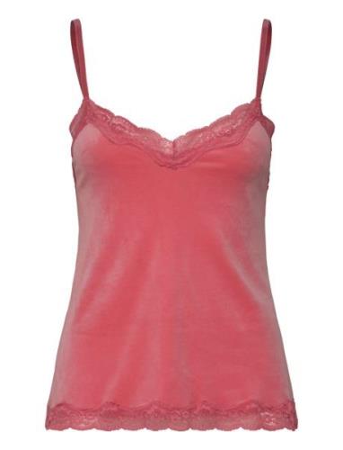 Cami Velours Scallop Lace Toppi Red Hunkemöller