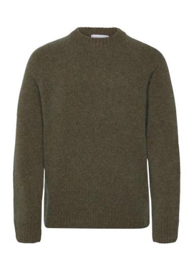 Gilbert Roundneck Knit Tops Knitwear Round Necks Khaki Green Les Deux