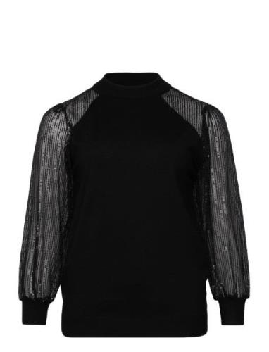 Carnaja Ls Sequins High Neck Knt Tops Knitwear Jumpers Black ONLY Carm...