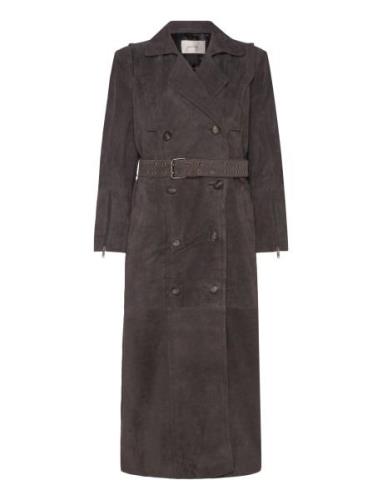 Samanthagz Long Jacket Nahkatakki Brown Gestuz